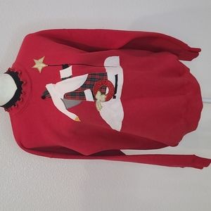 Vintage Santa Christmas sweater sweatshirt Lee large red grannycore